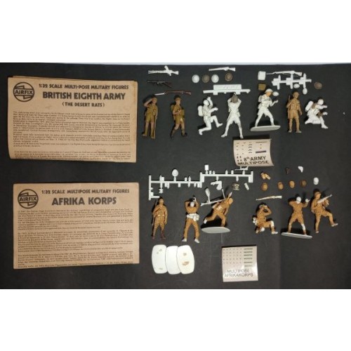 LOTE 1/32 AIRFIX: 7 BRITISH DESERT RATS + 6 AFRIKAKORPS (SEMIARMADOS)