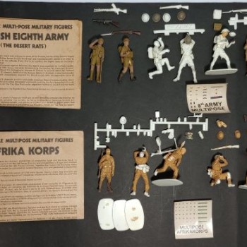 LOTE 1/32 AIRFIX: 7 BRITISH DESERT RATS + 6 AFRIKAKORPS (SEMIARMADOS)